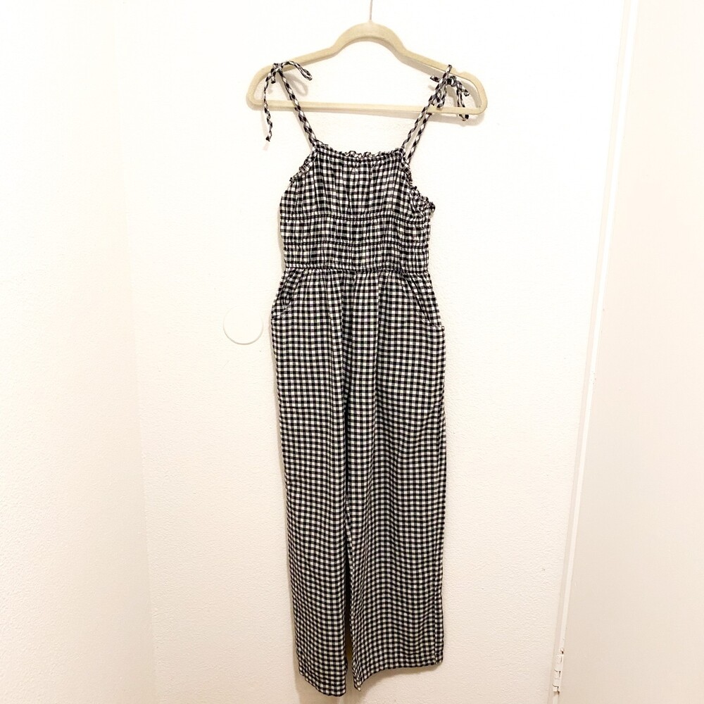 Japna Black and White Gingham Jumpsuit